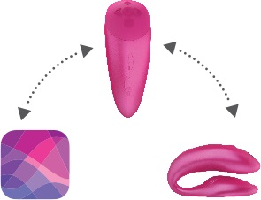 We-Vibe Chorus - вибратор для пар с сенсорным пультом и управлением через телефон розовый